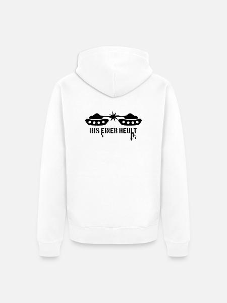 Bis einer heult! - Unisex Premium Bio Zip Hoodie - Weiß