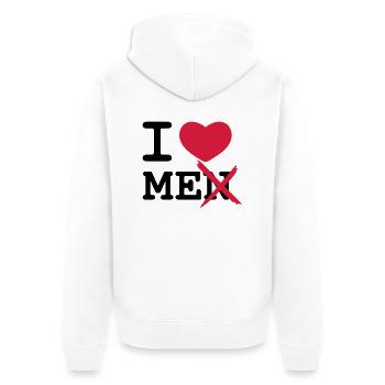 I Love Men - Unisex Premium Bio Zip Hoodie - Weiß - Hinten - Thijin (182cm)
