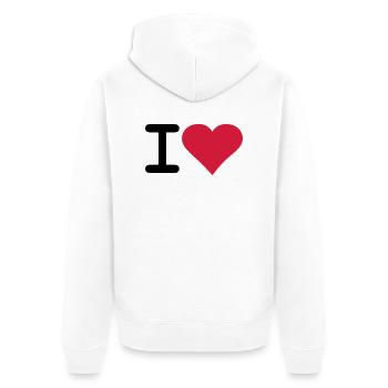 love2 - Unisex Premium Bio Zip Hoodie - Weiß - Hinten - Thijin (182cm)
