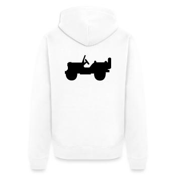 Shilouette Willys solo - Unisex Premium Bio Zip Hoodie - Weiß - Hinten - Thijin (182cm)