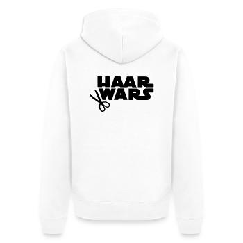 Haar Wars Friseurin Friseur Schere Lustiger Spruch - Unisex Premium Bio Zip Hoodie - Weiß - Hinten - Thijin (182cm)