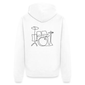 one line drums - Unisex Premium Bio Zip Hoodie - Weiß - Hinten - Thijin (182cm)