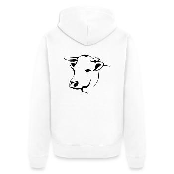 cow286 - Unisex Premium Bio Zip Hoodie - Weiß - Hinten - Thijin (182cm)