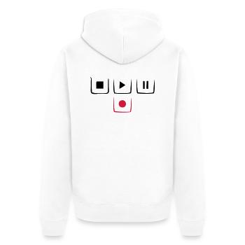 stop play pause rec - Veste à capuche bio Premium Unisexe - blanc - Dos - Thijin (182cm)