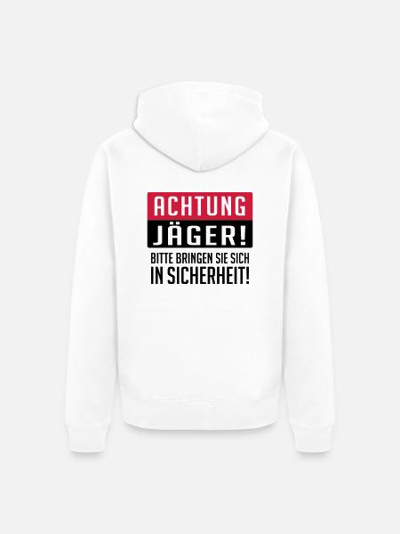 Achtung Jäger - Unisex Premium Bio Zip Hoodie - Weiß