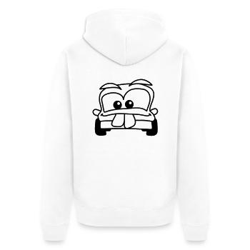 car - Unisex Premium Organic Zip Hoodie - white - Back - Thijin (182cm)