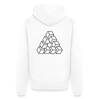 Square Triangle Hipster Illusion - Unisex Premium Bio Zip Hoodie - Weiß - Hinten - Thijin (182cm)