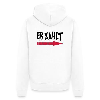 er_zahlt - Unisex Premium Organic Zip Hoodie - white - Back - Thijin (182cm)