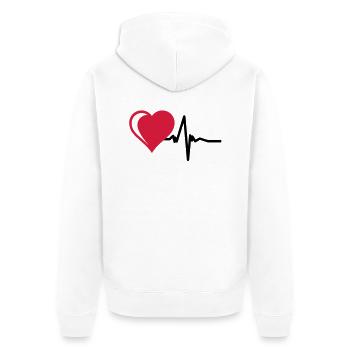 Herz mit Puls - Unisex Premium Bio Zip Hoodie - Weiß - Hinten - Thijin (182cm)