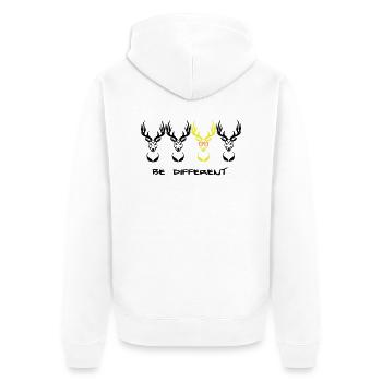 Be different! Deer Nerd Geek 3c - Unisex Premium Organic Zip Hoodie - white - Back - Thijin (182cm)