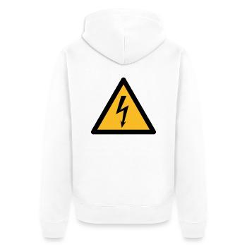 Gefahrensymbol - Hochspannung (2-farbig) - Unisex Premium Bio Zip Hoodie - Weiß - Hinten - Thijin (182cm)