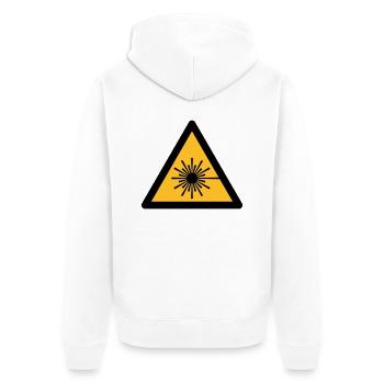 Gefahrensymbol - Laser-Licht (2-farbig) - Unisex Premium Bio Zip Hoodie - Weiß - Hinten - Thijin (182cm)