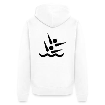 Synchronschwimmen - Unisex Premium Bio Zip Hoodie - Weiß - Hinten - Thijin (182cm)