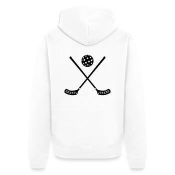 Floorball - Unisex Premium Bio Zip Hoodie - Weiß - Hinten - Thijin (182cm)