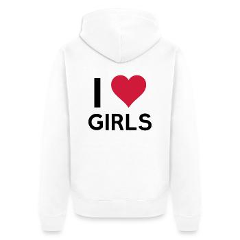 i_love_girls - Veste à capuche bio Premium Unisexe - blanc - Dos - Thijin (182cm)