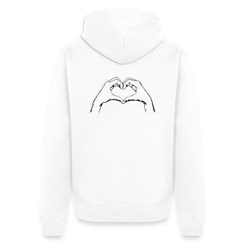 Finger Heart / Fingerherz / Symbol / Liebe / Love - Unisex Premium Bio Zip Hoodie - Weiß - Hinten - Thijin (182cm)