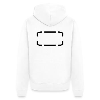 umrandung rahmen klammern text feld schreiben name - Unisex Premium Bio Zip Hoodie - Weiß - Hinten - Thijin (182cm)