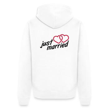 Just Married Heart Logo Design - Unisex Premium Organic Zip Hoodie - white - Back - Thijin (182cm)