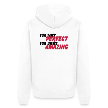 I'm not perfect, I'm just amazing - Unisex Premium Bio Zip Hoodie - Weiß - Hinten - Thijin (182cm)