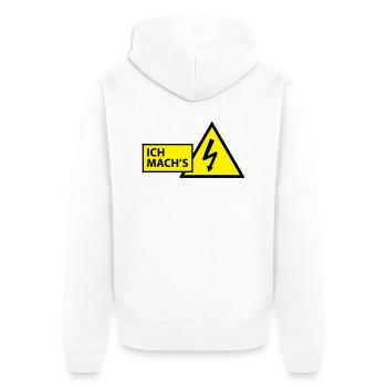 Elektriker - Unisex Premium Bio Zip Hoodie - Weiß - Hinten - Thijin (182cm)
