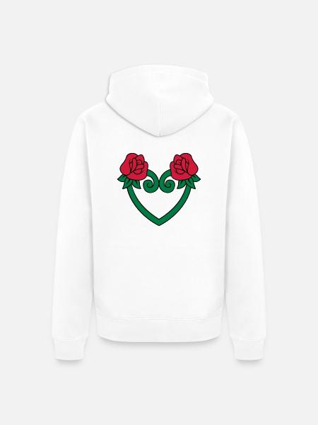 Rose Blumen-Herz 3c - Unisex Premium Bio Zip Hoodie - Weiß