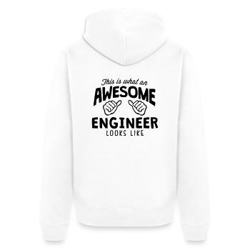 awesome engineer looks like - Unisex Premium Organic Zip Hoodie - white - Back - Thijin (182cm)