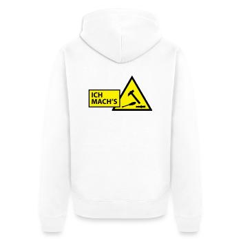 (ichmachs_handwerker) - Unisex Premium Bio Zip Hoodie - Weiß - Hinten - Thijin (182cm)