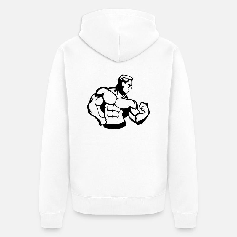 bodybuilder_01 - Veste à capuche bio Premium Unisexe - blanc