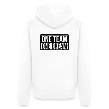 One Team Shield - Unisex Premium Organic Zip Hoodie - white - Back - Thijin (182cm)