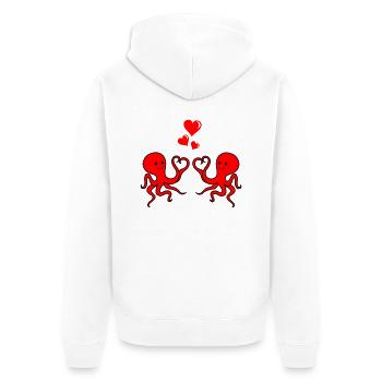 Octopus Love - Unisex Premium Bio Zip Hoodie - Weiß - Hinten - Thijin (182cm)