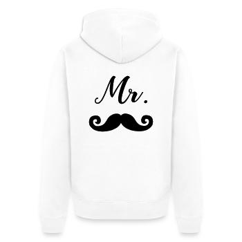 Mr Moustache - Unisex Premium Bio Zip Hoodie - Weiß - Hinten - Thijin (182cm)