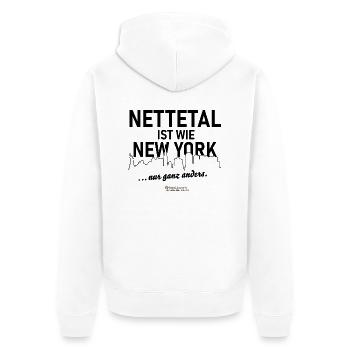Nettetal - Unisex Premium Bio Zip Hoodie - Weiß - Hinten - Thijin (182cm)