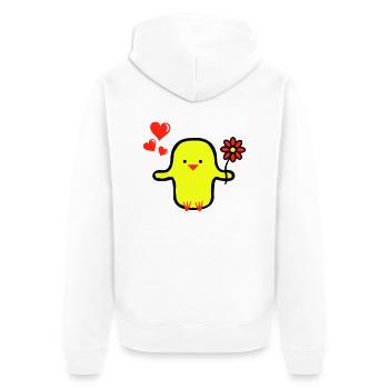 Cute Bird in Love - Unisex Premium Organic Zip Hoodie - white - Back - Thijin (182cm)