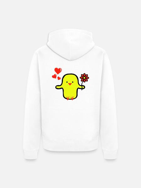 Cute Bird in Love - Unisex Premium Organic Zip Hoodie - white