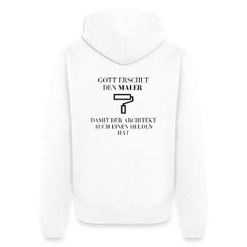 Maler gegen Architekt! - Unisex Premium Bio Zip Hoodie - Weiß - Hinten - Thijin (182cm)
