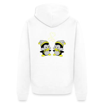 pingus in love - Unisex Premium Bio Zip Hoodie - Weiß - Hinten - Thijin (182cm)