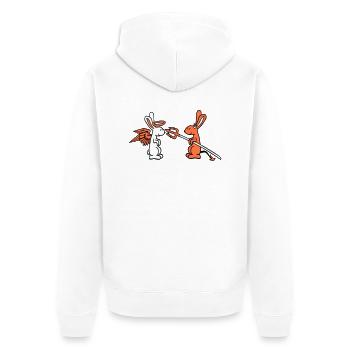 Lapin Ange Conscience Diable Démon Mal Satan Enfer - Veste à capuche bio Premium Unisexe - blanc - Dos - Thijin (182cm)