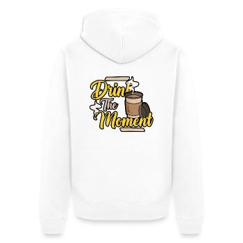 Coffee break - Unisex Premium Organic Zip Hoodie - white - Back - Thijin (182cm)