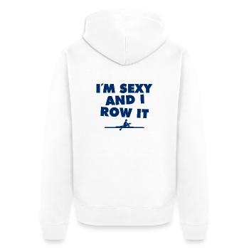 Je suis sexy et je rame - Aviron - Rudern - Ruderer - Veste à capuche bio Premium Unisexe - blanc - Dos - Thijin (182cm)