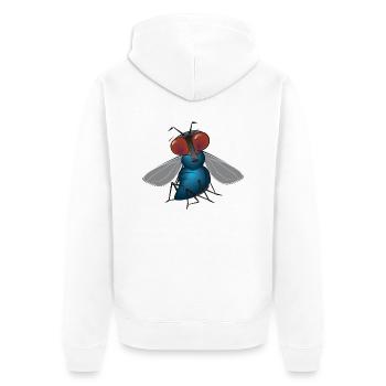 fliege - Unisex Premium Bio Zip Hoodie - Weiß - Hinten - Thijin (182cm)