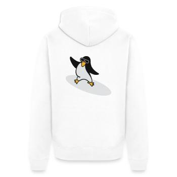 Surfer Pinguin / penguin (3c) - Unisex Premium Bio Zip Hoodie - Weiß - Hinten - Thijin (182cm)