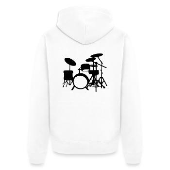 Drums - Unisex Premium Organic Zip Hoodie - white - Back - Thijin (182cm)