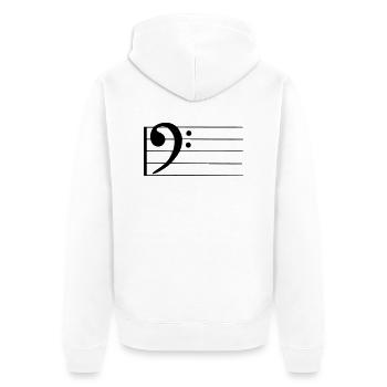 bass - Notenschlüssel - Unisex Premium Bio Zip Hoodie - Weiß - Hinten - Thijin (182cm)