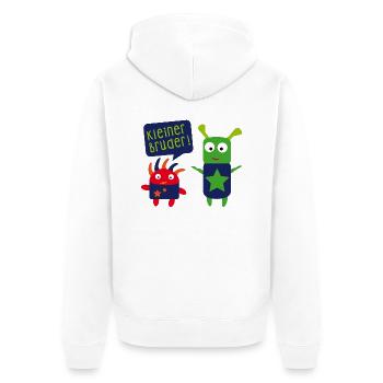 kleiner Bruder großer Bruder - Unisex Premium Bio Zip Hoodie - Weiß - Hinten - Thijin (182cm)