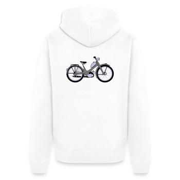 NSU Qickly - Unisex Premium Bio Zip Hoodie - Weiß - Hinten - Thijin (182cm)