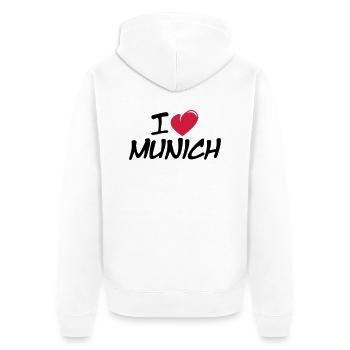 J'aime Munich / J'aime Munich - Veste à capuche bio Premium Unisexe - blanc - Dos - Thijin (182cm)