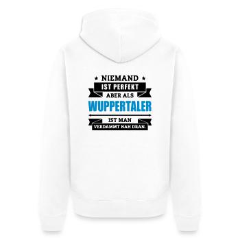Funshirt Wuppertal - Unisex Premium Bio Zip Hoodie - Weiß - Hinten - Thijin (182cm)