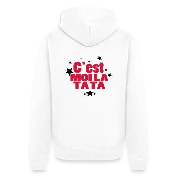 c'est moi lA TATA - Veste à capuche bio Premium Unisexe - blanc - Dos - Thijin (182cm)