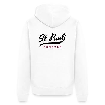 St Pauli Forever - Unisex Premium Bio Zip Hoodie - Weiß - Hinten - Thijin (182cm)