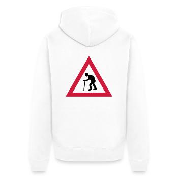 Attention vieil homme! - Veste à capuche bio Premium Unisexe - blanc - Dos - Thijin (182cm)